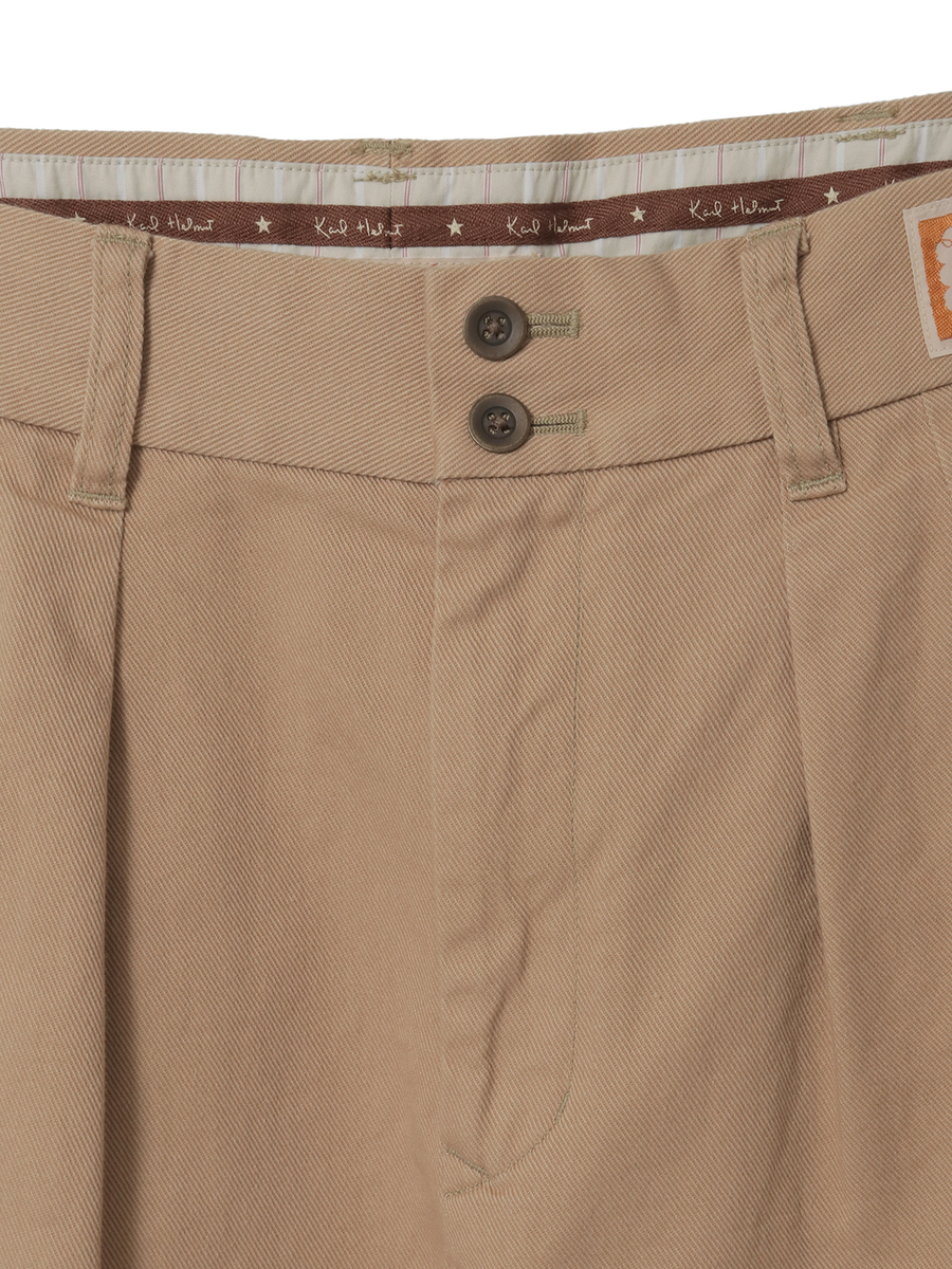 ロゴワンポイント刺繍入りタックパンツ 詳細画像 カーキ 3