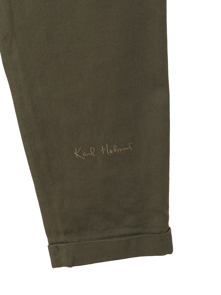 ロゴワンポイント刺繍入りタックパンツ 詳細画像 カーキ 9