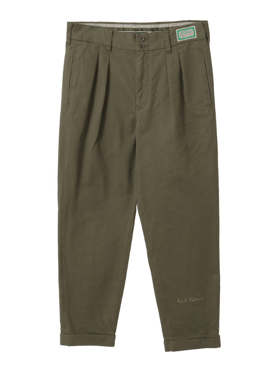 ロゴワンポイント刺繍入りタックパンツ 詳細画像 カーキ 1