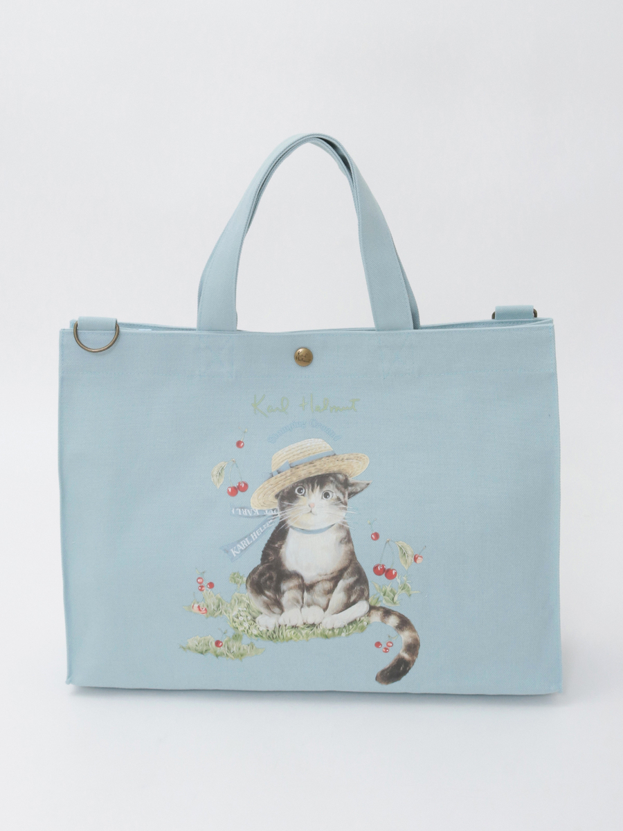 さくらんぼの丘のねこプリント2WAYバッグ 詳細画像 クロ 1