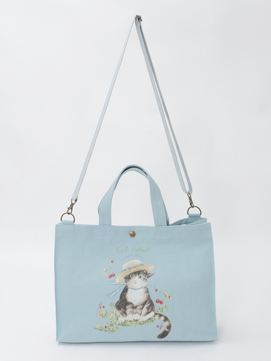 さくらんぼの丘のねこプリント2WAYバッグ 詳細画像 クロ 10