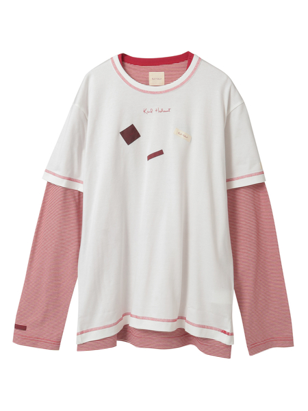 ロゴ＆ネームワッペンTシャツとボーダー長袖Tシャツのセット