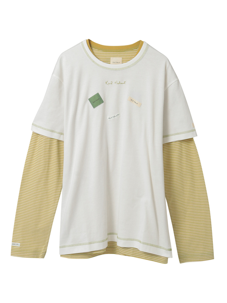 ロゴ＆ネームワッペンTシャツとボーダー長袖Tシャツのセット