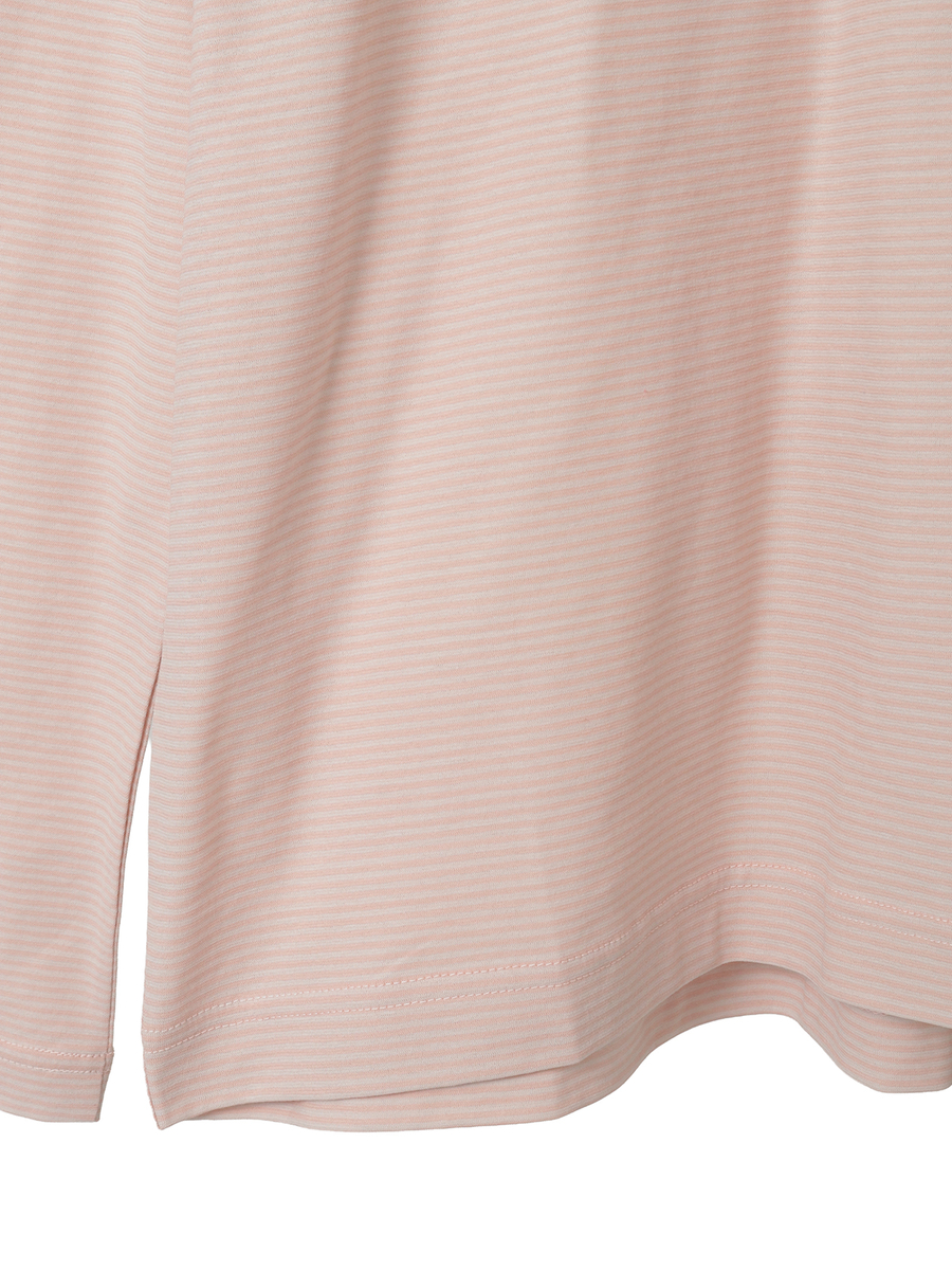 ロゴ＆ネームワッペンTシャツとボーダー長袖Tシャツのセット 詳細画像 オフ&times;ピンク・キナリ 14