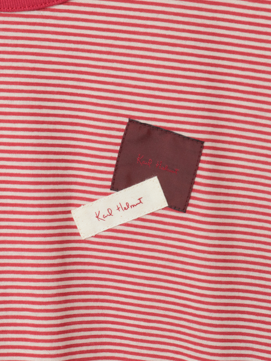 ロゴ＆ネームワッペンTシャツとボーダー長袖Tシャツのセット 詳細画像 オフ&times;ピンク・キナリ 23