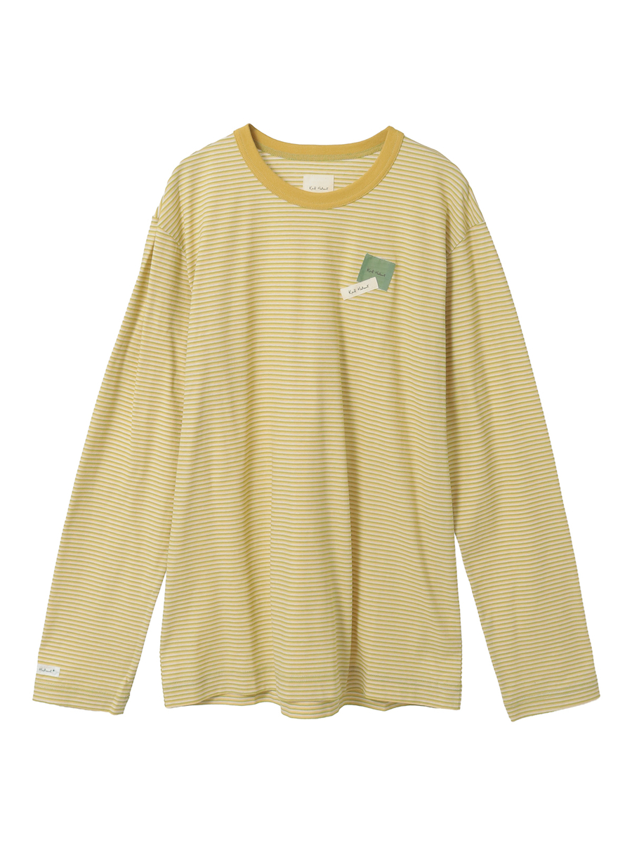 ロゴ＆ネームワッペンTシャツとボーダー長袖Tシャツのセット 詳細画像 オフ&times;ピンク・キナリ 26