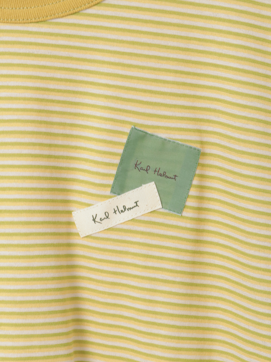 ロゴ＆ネームワッペンTシャツとボーダー長袖Tシャツのセット 詳細画像 オフ&times;ピンク・キナリ 27