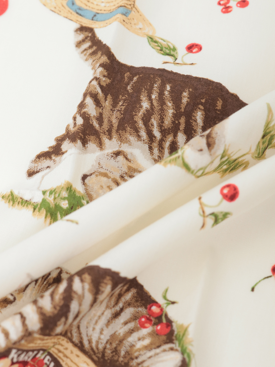 さくらんぼの丘のねこプリントバンダナ 詳細画像 ソライロ 4