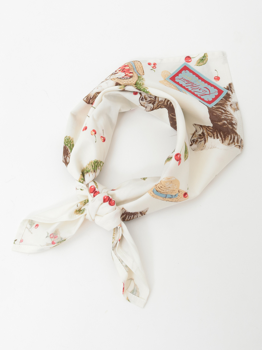 さくらんぼの丘のねこプリントバンダナ 詳細画像 ソライロ 5
