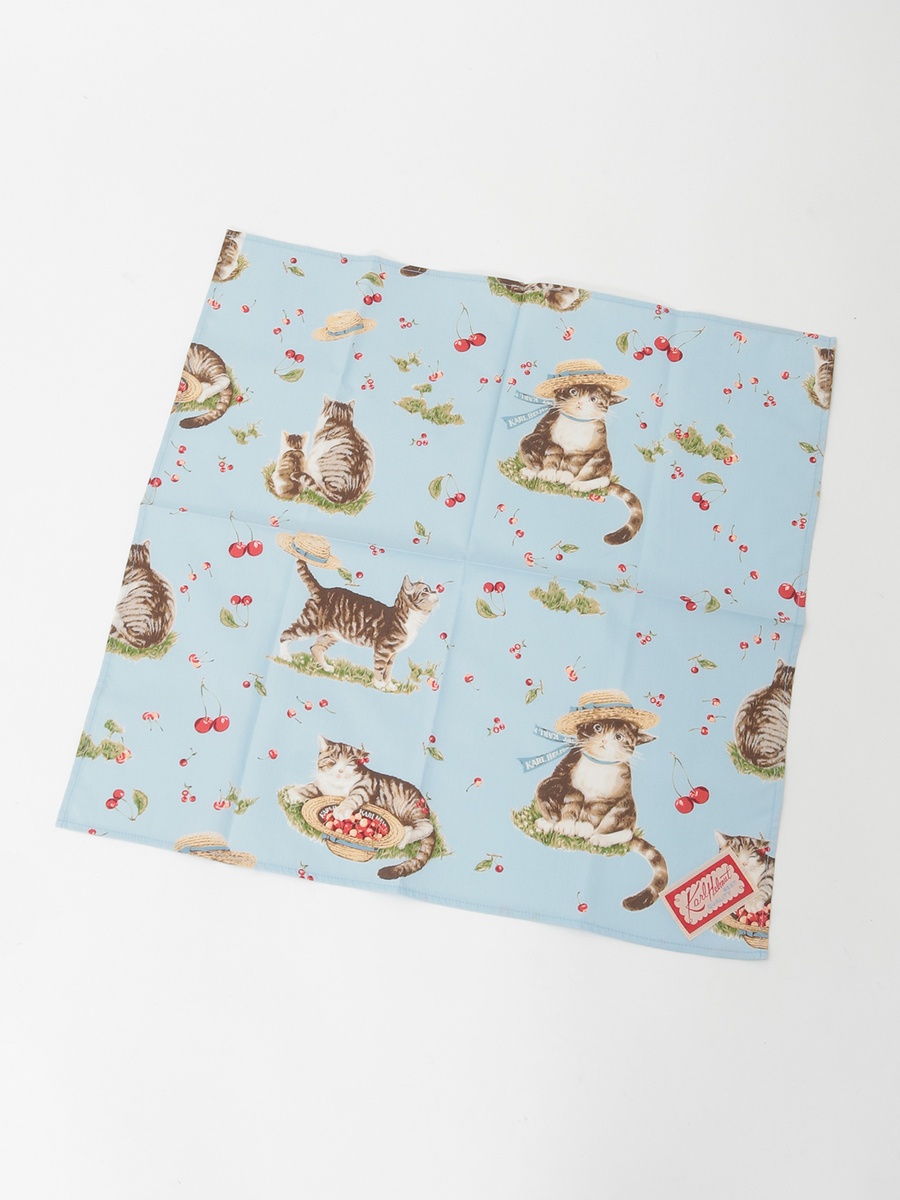 さくらんぼの丘のねこプリントバンダナ 詳細画像 ソライロ 1