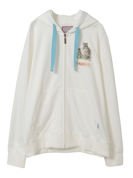 さくらんぼの丘のねこプリントパーカー