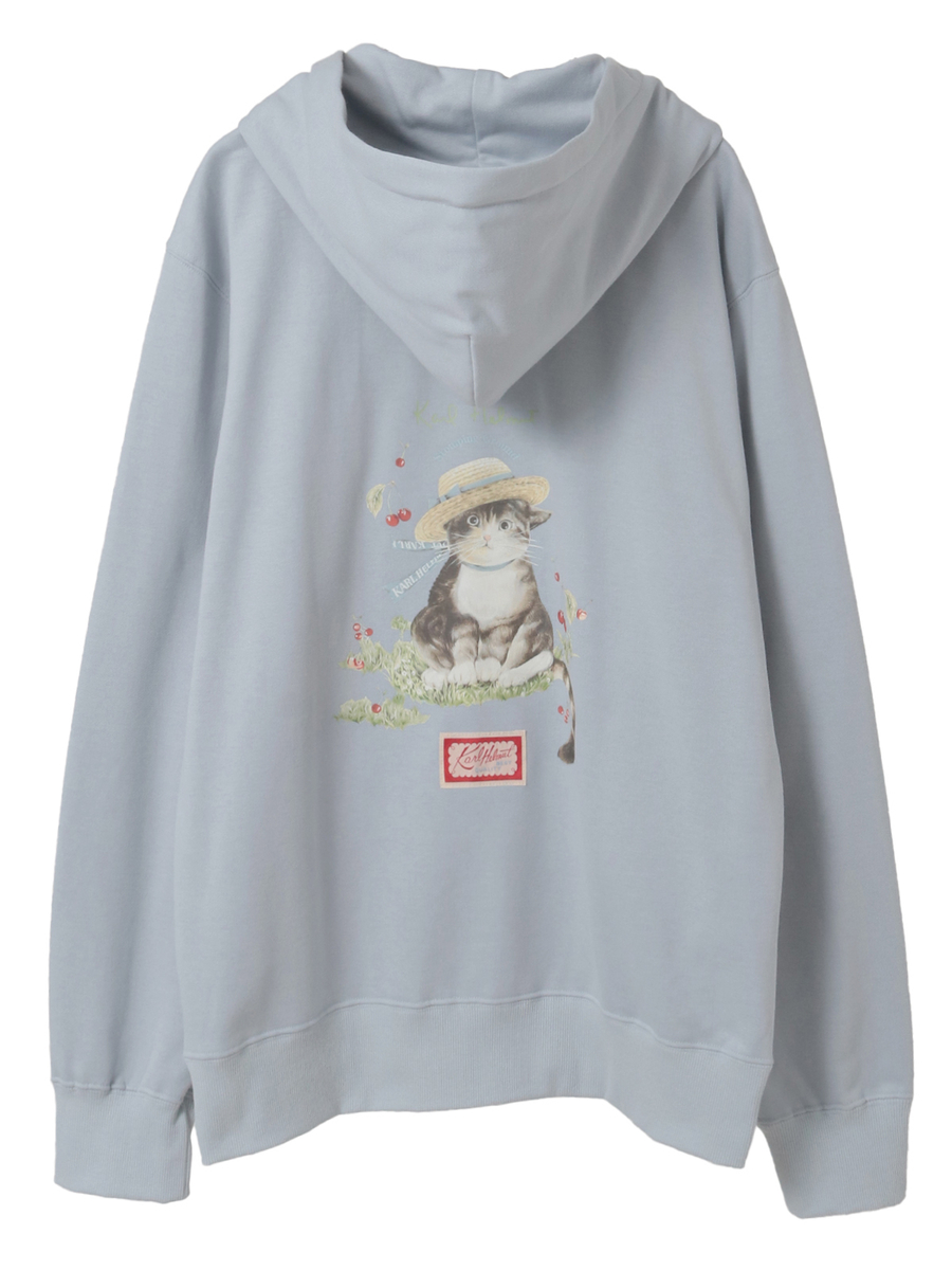 さくらんぼの丘のねこプリントパーカー 詳細画像 シロ 2