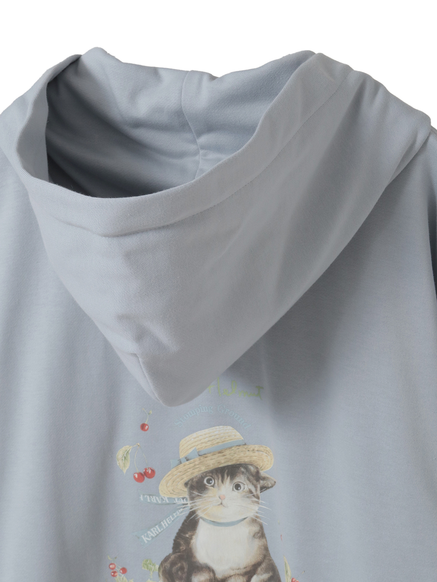 さくらんぼの丘のねこプリントパーカー 詳細画像 シロ 4