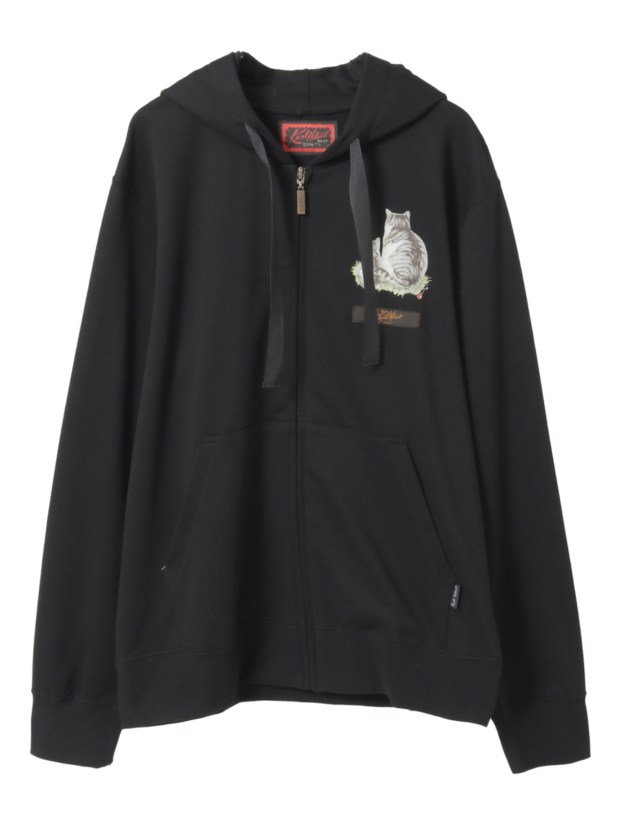 さくらんぼの丘のねこプリントパーカー 詳細画像 クロ 1