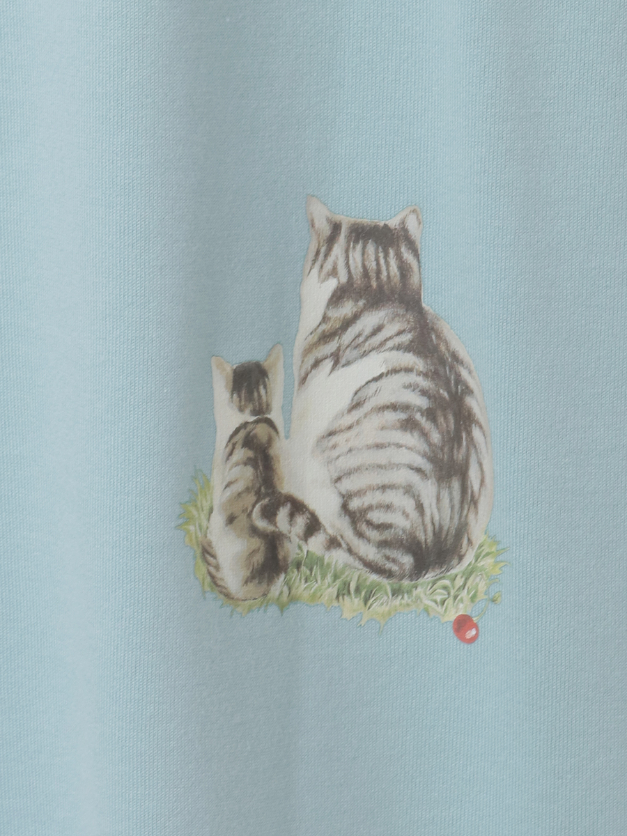 さくらんぼの丘のねこプリントTシャツ 詳細画像 シロ 7