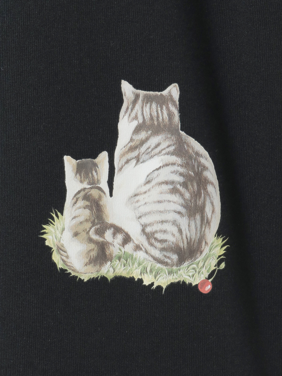 さくらんぼの丘のねこプリントTシャツ 詳細画像 シロ 9
