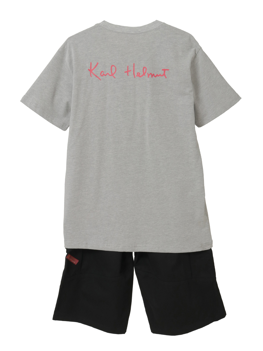 半袖ロゴTシャツ+短パンツ サマーセット 詳細画像 グレー&times;クロ 2