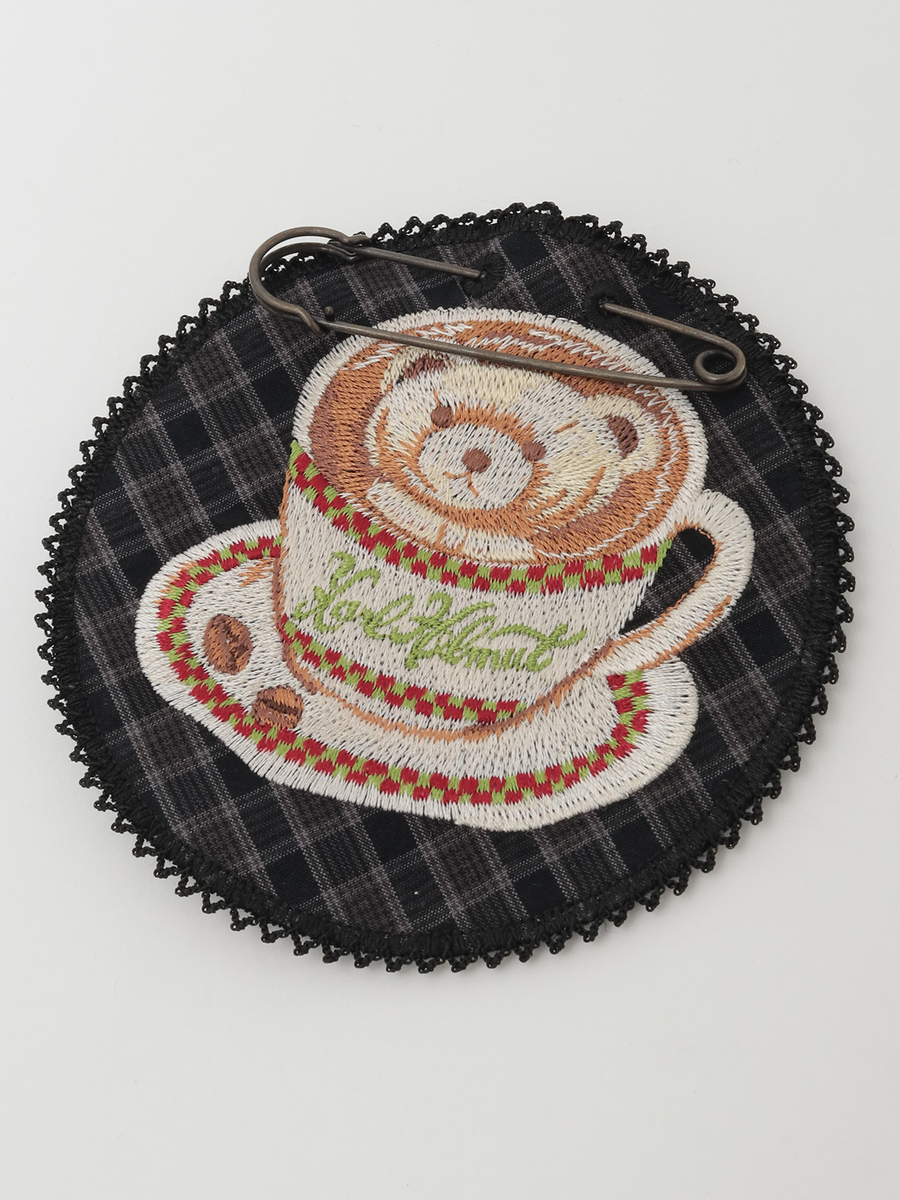 キルトピン付きカフェカールワッペン 詳細画像 ブラック 1