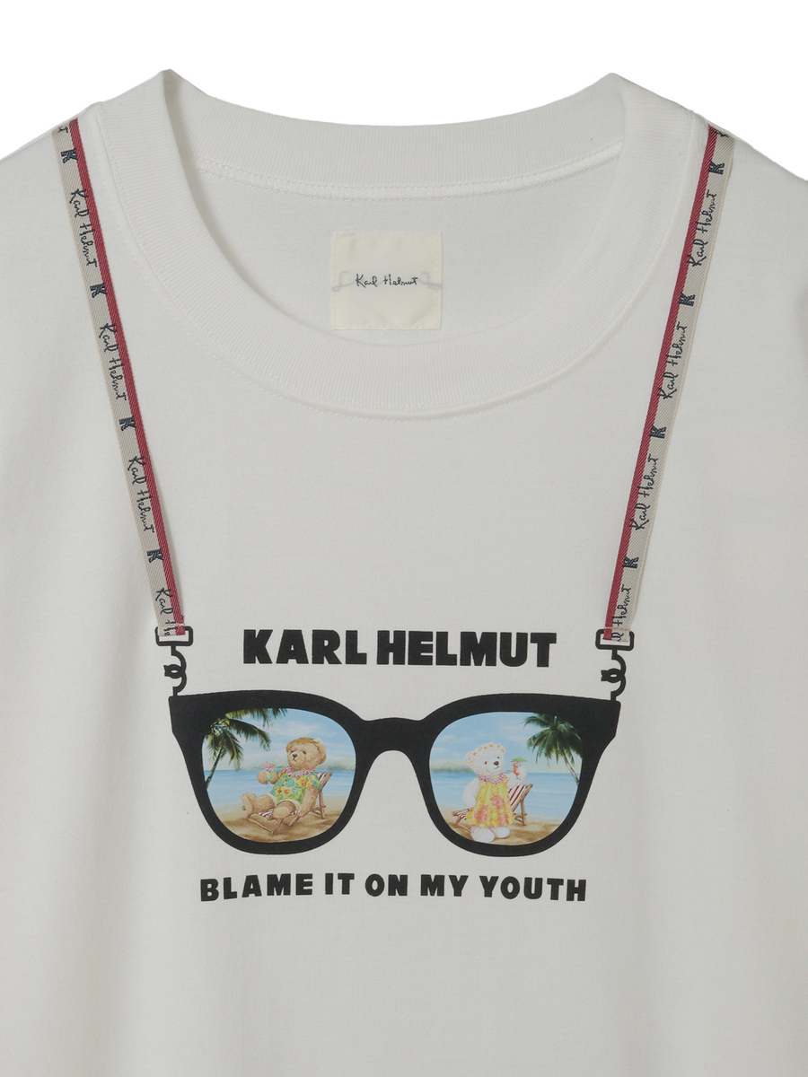 サングラスくまクラシック天竺半袖Tシャツ 詳細画像 クロ 3