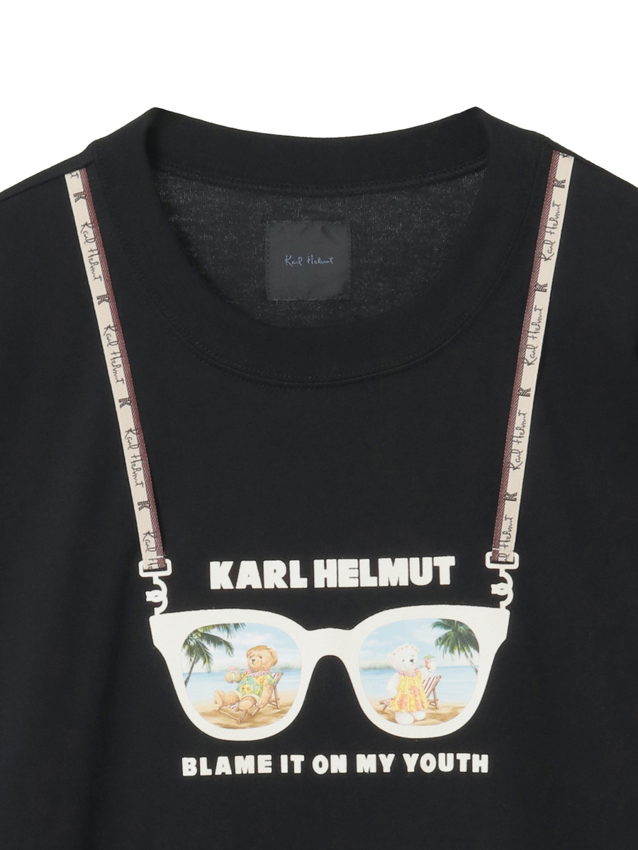 サングラスくまクラシック天竺半袖Tシャツ 詳細画像 クロ 6