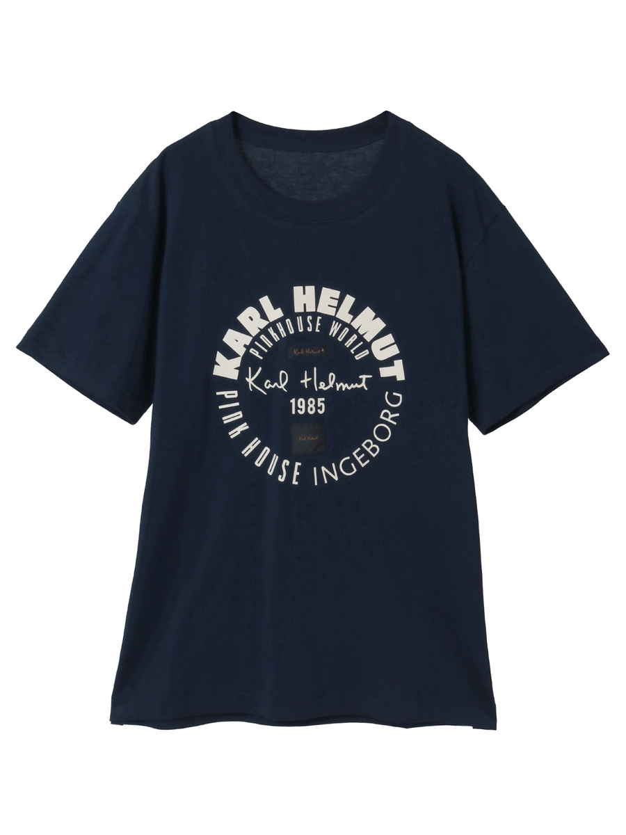 ワールドロゴプリント半袖Tシャツ 詳細画像 ネイビー&times;オフ 1