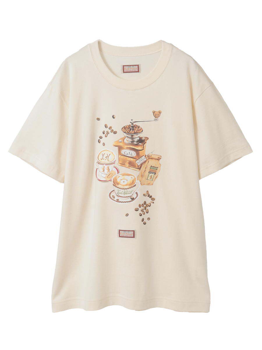 カフェカールプリントTシャツ 詳細画像 ミルク 1