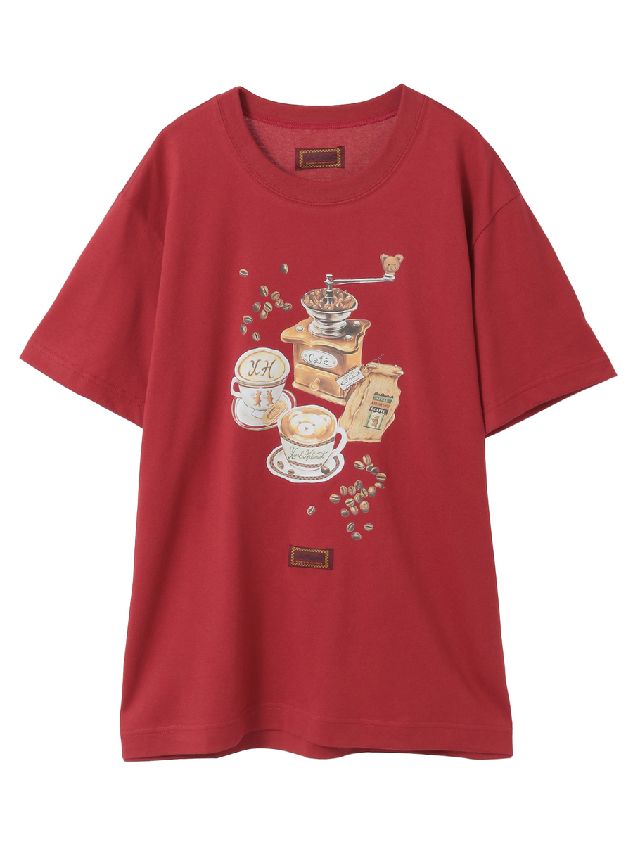 カフェカールプリントTシャツ 詳細画像 アカ 1